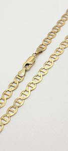 10K Solid Yellow Gold Mariner 3.2mm ~ 6mm Chain Bracelet Necklace