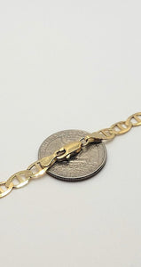 10K Solid Yellow Gold Mariner 3.2mm ~ 6mm Chain Bracelet Necklace