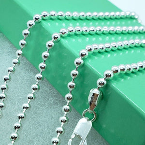 925 Sterling Silver 3mm Plain Pallini Bead Ball Bracelet Necklace Chain