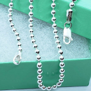 925 Sterling Silver 3mm Plain Pallini Bead Ball Bracelet Necklace Chain