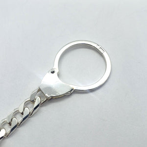 925 Sterling Silver Globe Round Keychain Keyring