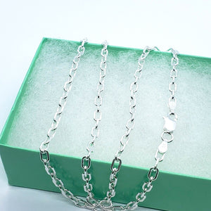 925 Sterling Silver Boston Link Chain Bracelet Necklace