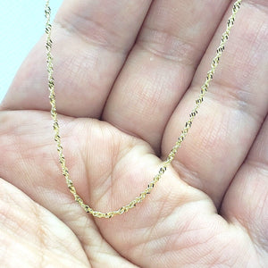 Authentic 10K Solid Yellow Gold 1mm Singapore Chain Necklace