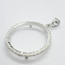 Load image into Gallery viewer, 925 Sterling Silver 2oz Pancho Villa Rope Bezel Prong Back Diamond Cut for 47mm Coins
