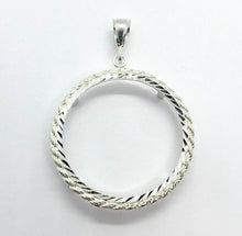 Load image into Gallery viewer, 925 Sterling Silver 2oz Pancho Villa Rope Bezel Prong Back Diamond Cut for 47mm Coins
