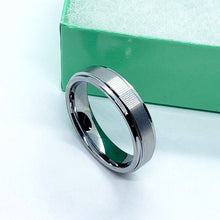 Load image into Gallery viewer, Tungsten Carbide Satin Center Recessed Edges 5.5mm Wedding Band Ring
