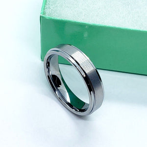 Tungsten Carbide Satin Center Recessed Edges 5.5mm Wedding Band Ring