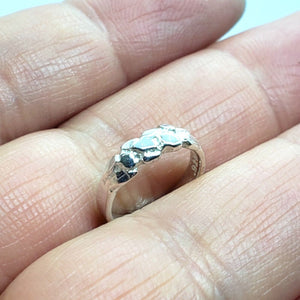 925 Sterling Silver Ring Toe Pinky Midi Knuckle Tiny Nugget Band