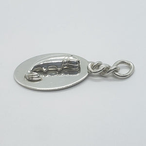 925 Sterling Silver Oval Fish Pendant Tag Key Ring