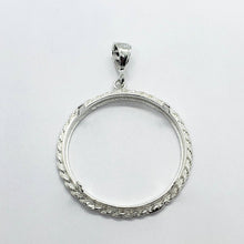 Load image into Gallery viewer, 925 Sterling Silver 2oz Pancho Villa Rope Bezel Prong Back Diamond Cut for 47mm Coins
