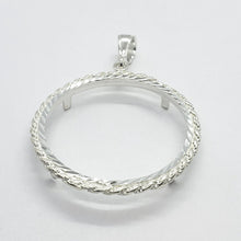 Load image into Gallery viewer, 925 Sterling Silver 2oz Pancho Villa Rope Bezel Prong Back Diamond Cut for 47mm Coins
