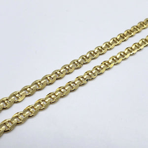 14K Solid Yellow Gold 4.6mm Concave Mariner Chain Necklace