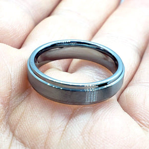 Tungsten Carbide Satin Center Recessed Edges 5.5mm Wedding Band Ring