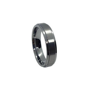 Tungsten Carbide Satin Center Recessed Edges 5.5mm Wedding Band Ring