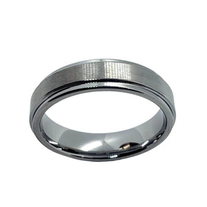 Tungsten Carbide Satin Center Recessed Edges 5.5mm Wedding Band Ring