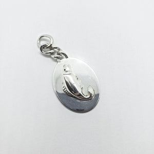 925 Sterling Silver Oval Fish Pendant Tag Key Ring