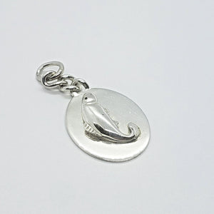 925 Sterling Silver Oval Fish Pendant Tag Key Ring