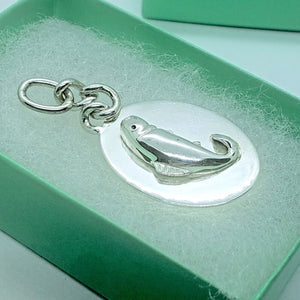 925 Sterling Silver Oval Fish Pendant Tag Key Ring