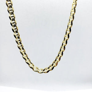 14K Solid Yellow Gold 4.6mm Concave Mariner Chain Necklace