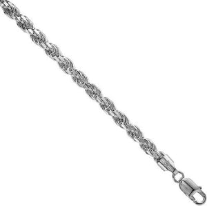 925 Sterling Silver Solid Rope Diamond Cut D/C Necklace Bracelet Chain 7mm