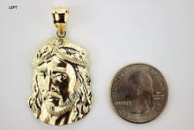 Load image into Gallery viewer, 10K Yellow Gold Jesus Face Left Right Diamond Cut Pendant Charm
