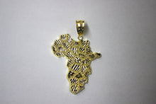 Load image into Gallery viewer, 10k solid yellow gold Africa nugget continent map charm 5 sizes
