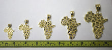 Load image into Gallery viewer, 10k solid yellow gold Africa nugget continent map charm 5 sizes
