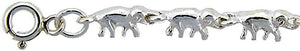 925 Sterling Silver Wide Linked Elephant Anklet