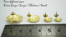 Load image into Gallery viewer, 14K Gold Authentic Nugget Round Diamond Cut Stud Earrings for Men Women
