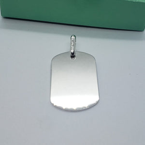 925 Sterling Silver Plain Simple Dog Tag Pendant