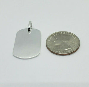 925 Sterling Silver Plain Simple Dog Tag Pendant