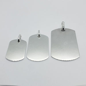 925 Sterling Silver Plain Simple Dog Tag Pendant