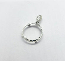 Load image into Gallery viewer, 925 Sterling Silver Diamond Cut Rope Edge Bezel for 22 mm Coins Prong Back
