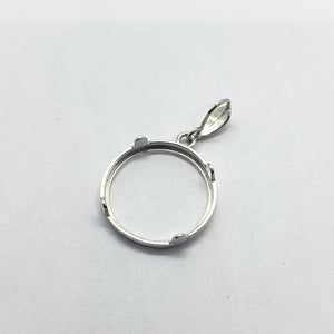 925 Sterling Silver Diamond Cut Rope Edge Bezel for 22 mm Coins Prong Back