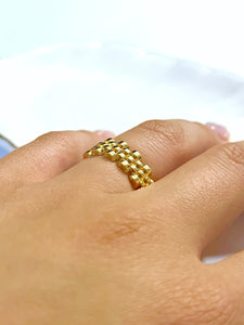 14K Solid Gold Handmade Brick Chain 6mm Ring Band