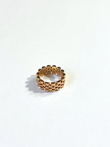 14K Solid Gold Handmade Brick Chain 8mm Ring Band