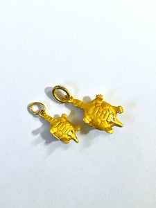 24K Solid Yellow Gold Korean Don Turtle Pendant for Baby Birthday