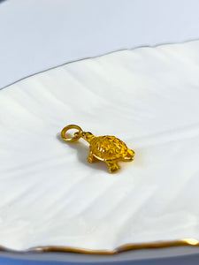 24K Solid Yellow Gold Korean Don Turtle Pendant for Baby Birthday