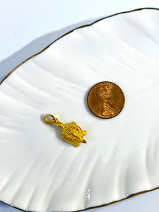 24K Solid Yellow Gold Korean Don Turtle Pendant for Baby Birthday