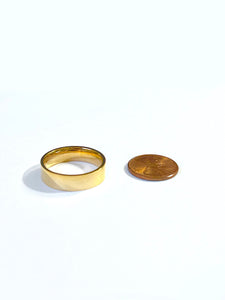 14K Solid Yellow Gold Plain Flat Wedding Engagement Ring Band