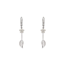 Load image into Gallery viewer, 14K Yellow White Gold Fancy Leaf Dangling CZ Earrings
