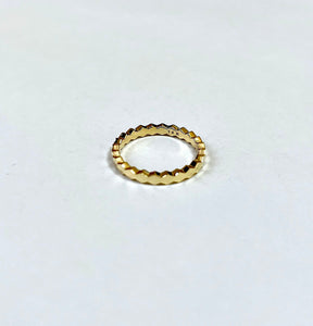 14K Solid Gold Handmade Hexagon Beaded Ring Band