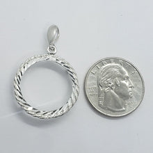 Load image into Gallery viewer, 925 Sterling Silver Rope Edge Diamond Cut Nickel 22mm Coins Prong Back Bezel
