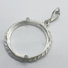 Load image into Gallery viewer, 925 Sterling Silver Rope Edge Diamond Cut Nickel 22mm Coins Prong Back Bezel
