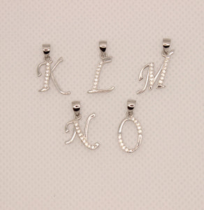 925 Sterling Silver Calligraphy with CZ Initial Pendant