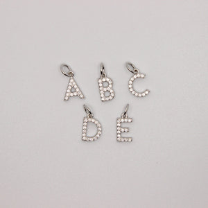 925 Sterling Silver with CZ 26-Alphabet Initial Pendant