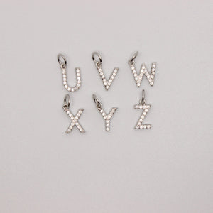 925 Sterling Silver with CZ 26-Alphabet Initial Pendant