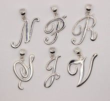 Load image into Gallery viewer, 925 Sterling Silver Fancy Cursive Initial Pendant
