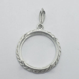 925 Sterling Silver Rope Edge Diamond Cut Nickel 22mm Coins Prong Back Bezel