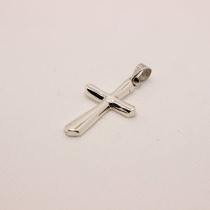 925 Sterling Silver Beveled Edge Semi-Cylinder Cross Pendant